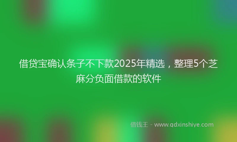 借贷宝确认条子不下款2025年精选，整理5个芝麻分负面借款的软件