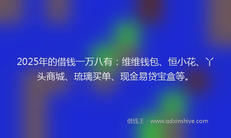 2025年的借钱一万八有：维维钱包、恒小花、丫头商城、琉璃买单、现金易贷宝盒等。