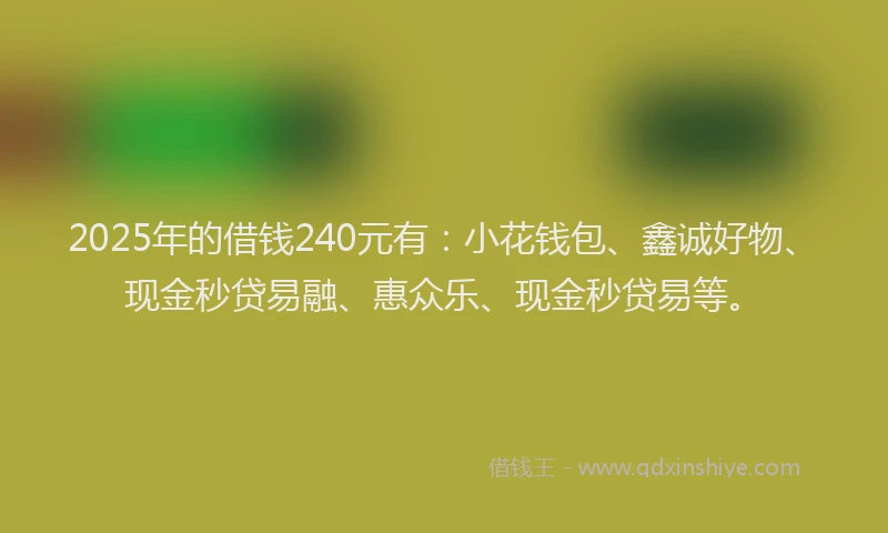 2025年的借钱240元有：小花钱包、鑫诚好物、现金秒贷易融、惠众乐、现金秒贷易等。