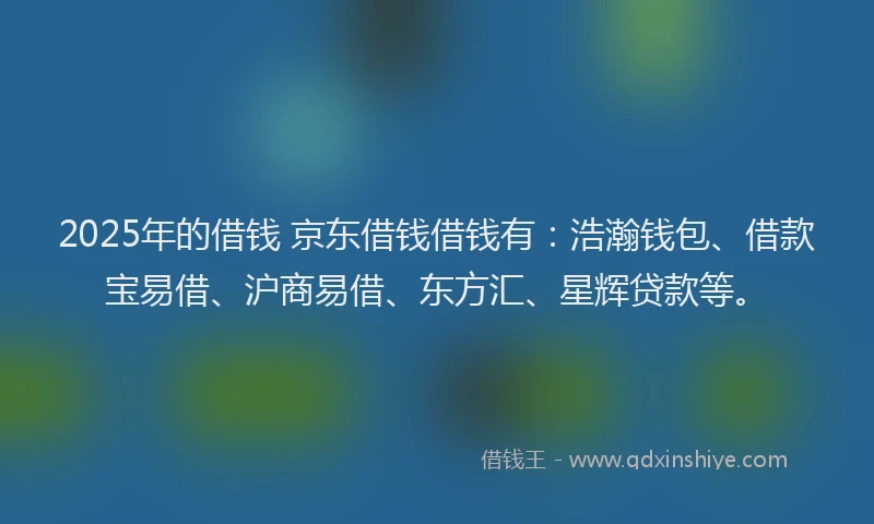 2025年的借钱 京东借钱借钱有：浩瀚钱包、借款宝易借、沪商易借、东方汇、星辉贷款等。