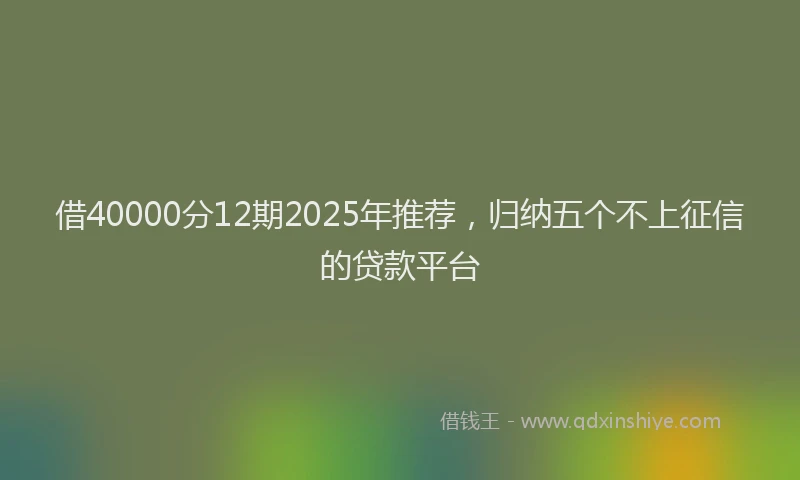 借40000分12期2025年推荐，归纳五个不上征信的贷款平台