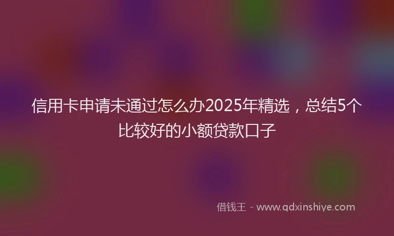信用卡申请未通过怎么办2025年精选，总结5个比较好的小额贷款口子