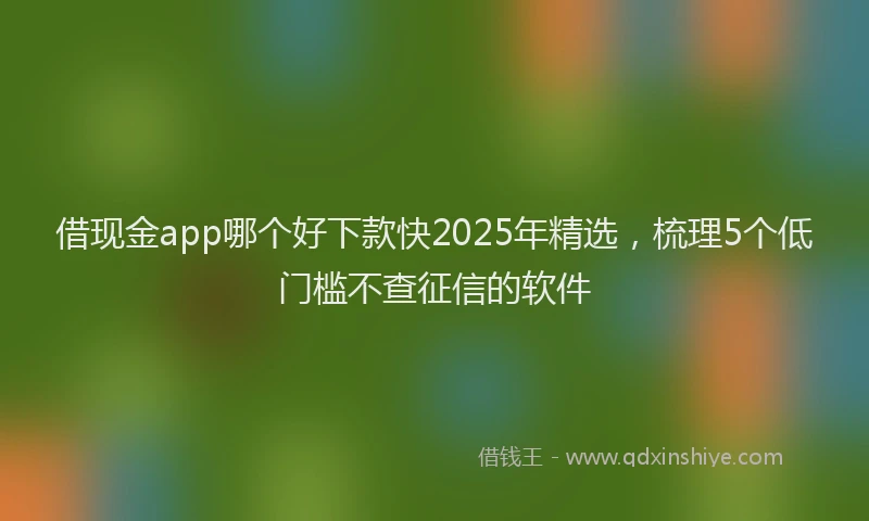 借现金app哪个好下款快2025年精选，梳理5个低门槛不查征信的软件