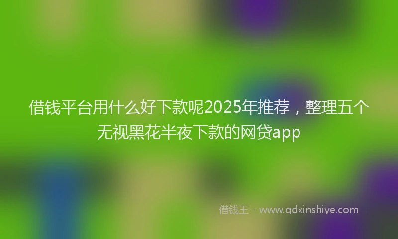 借钱平台用什么好下款呢2025年推荐，整理五个无视黑花半夜下款的网贷app