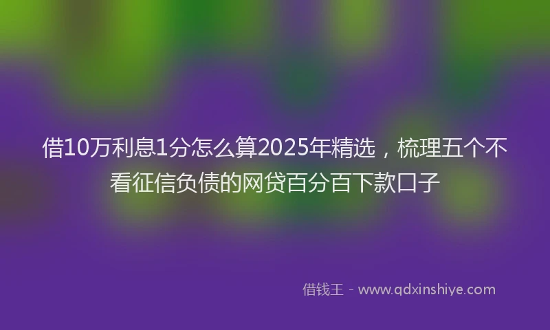 借10万利息1分怎么算2025年精选，梳理五个不看征信负债的网贷百分百下款口子