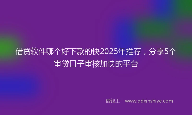 借贷软件哪个好下款的快2025年推荐，分享5个审贷口子审核加快的平台