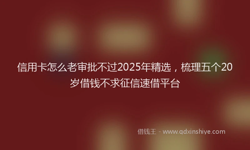 信用卡怎么老审批不过2025年精选，梳理五个20岁借钱不求征信速借平台