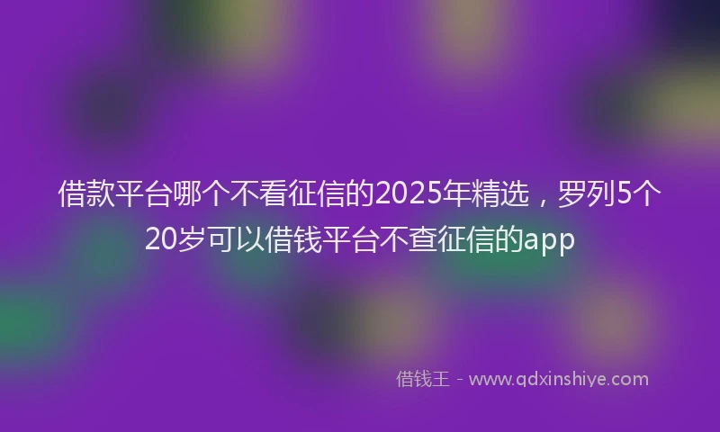 借款平台哪个不看征信的2025年精选，罗列5个20岁可以借钱平台不查征信的app