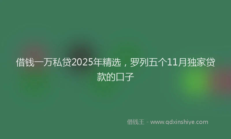 借钱一万私贷2025年精选，罗列五个11月独家贷款的口子