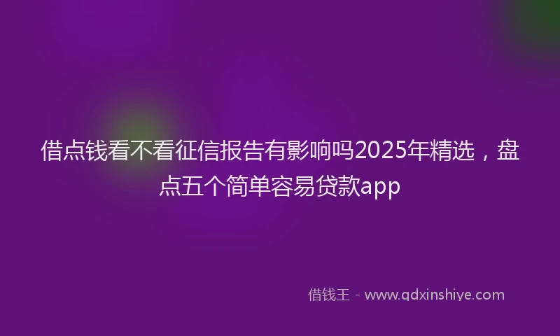 借点钱看不看征信报告有影响吗2025年精选，盘点五个简单容易贷款app