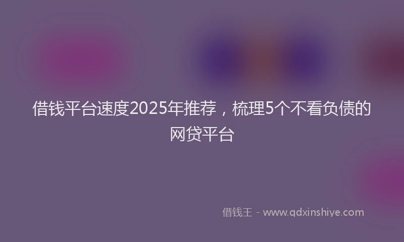 借钱平台速度2025年推荐，梳理5个不看负债的网贷平台