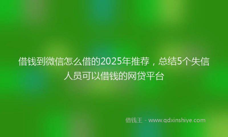 借钱到微信怎么借的2025年推荐，总结5个失信人员可以借钱的网贷平台