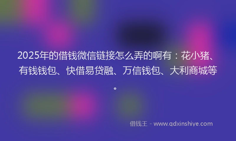 2025年的借钱微信链接怎么弄的啊有：花小猪、有钱钱包、快借易贷融、万信钱包、大利商城等。