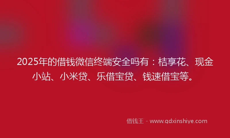 2025年的借钱微信终端安全吗有：桔享花、现金小站、小米贷、乐借宝贷、钱速借宝等。