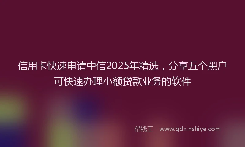 信用卡快速申请中信2025年精选，分享五个黑户可快速办理小额贷款业务的软件