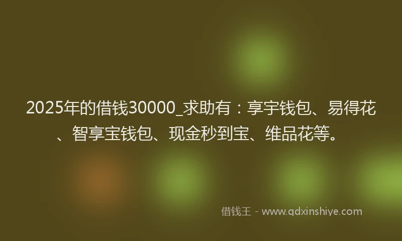 2025年的借钱30000_求助有：享宇钱包、易得花、智享宝钱包、现金秒到宝、维品花等。