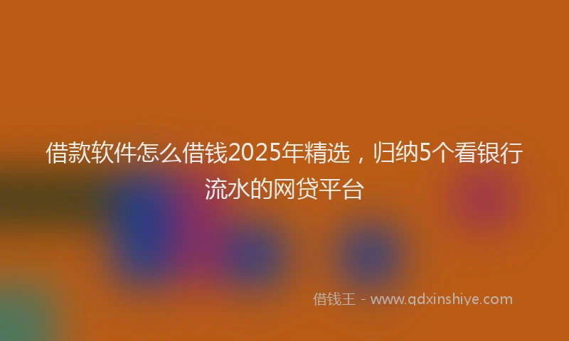 借款软件怎么借钱2025年精选，归纳5个看银行流水的网贷平台