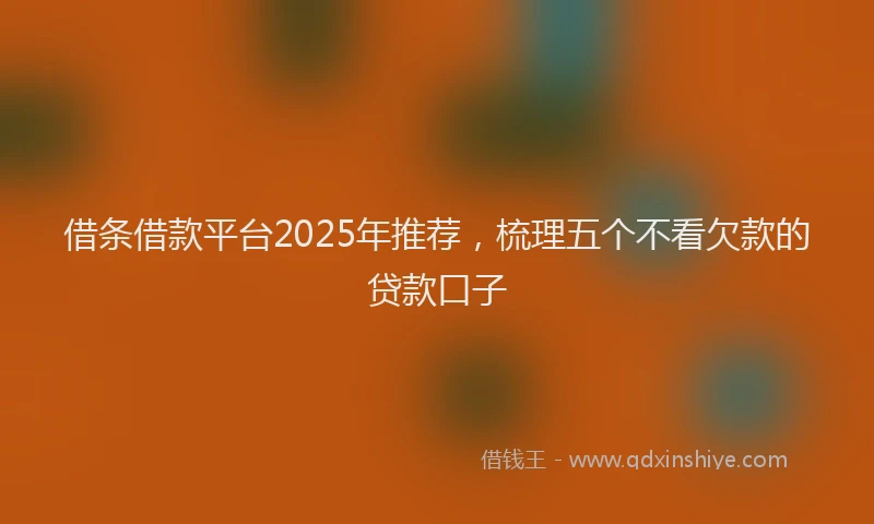 借条借款平台2025年推荐,梳理五个不看欠款的贷款口子