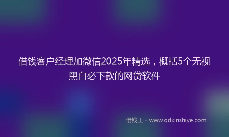借钱客户经理加微信2025年精选，概括5个无视黑白必下款的网贷软件
