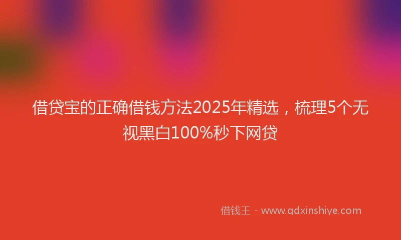 借贷宝的正确借钱方法2025年精选，梳理5个无视黑白100%秒下网贷