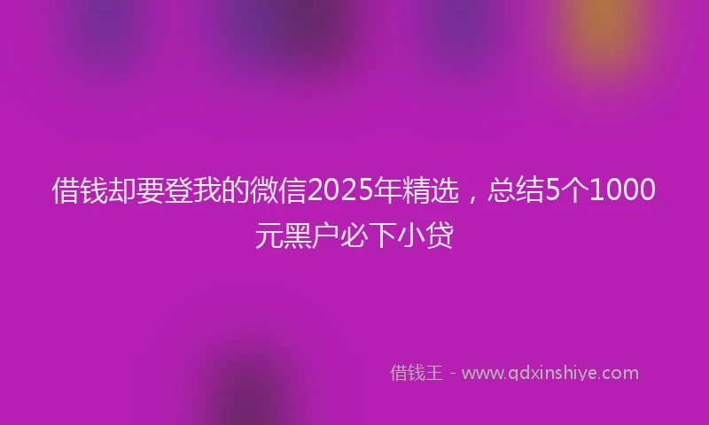借钱却要登我的微信2025年精选，总结5个1000元黑户必下小贷