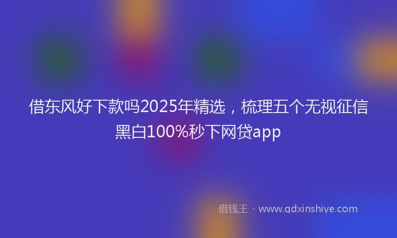 借东风好下款吗2025年精选，梳理五个无视征信黑白100%秒下网贷app