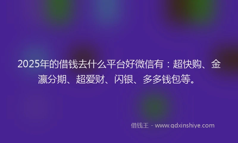 2025年的借钱去什么平台好微信有：超快购、金瀛分期、超爱财、闪银、多多钱包等。