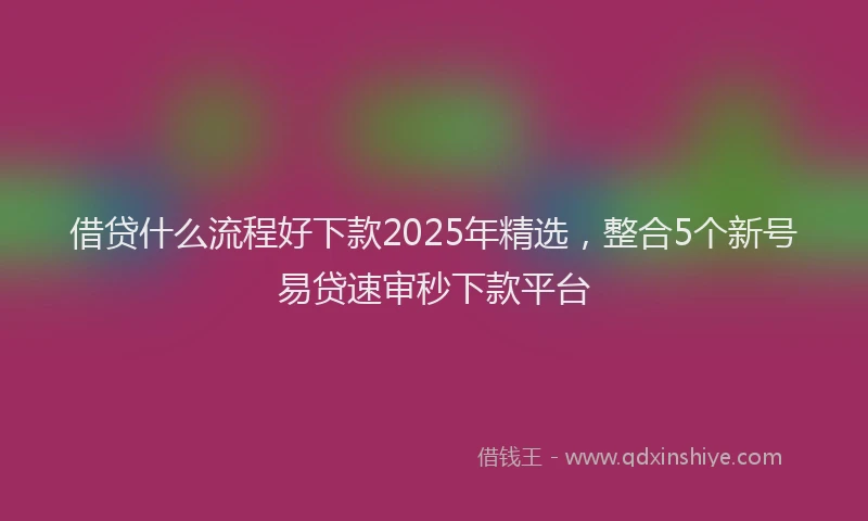 借贷什么流程好下款2025年精选，整合5个新号易贷速审秒下款平台