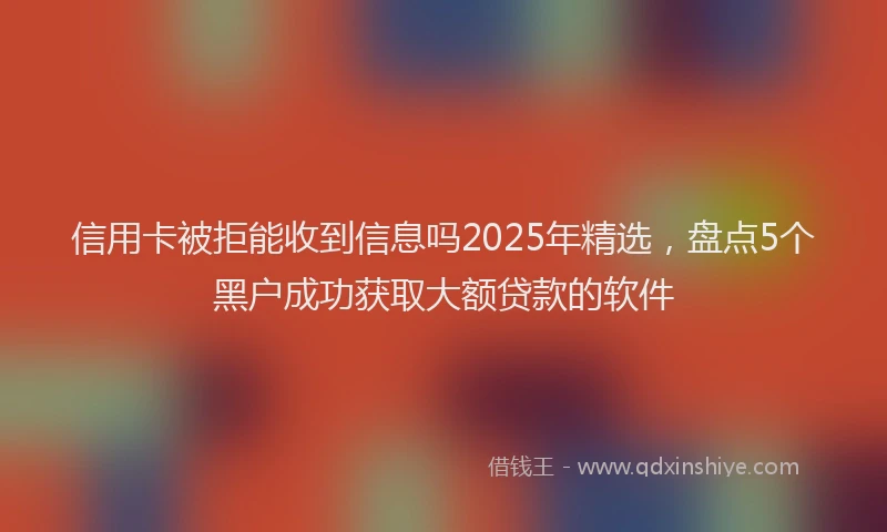 信用卡被拒能收到信息吗2025年精选，盘点5个黑户成功获取大额贷款的软件