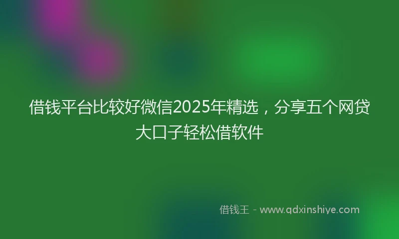 借钱平台比较好微信2025年精选，分享五个网贷大口子轻松借软件