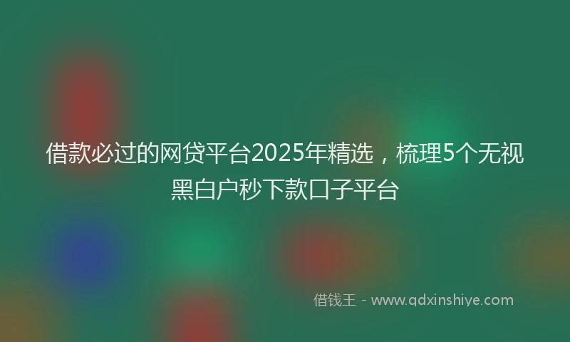 借款必过的网贷平台2025年精选，梳理5个无视黑白户秒下款口子平台