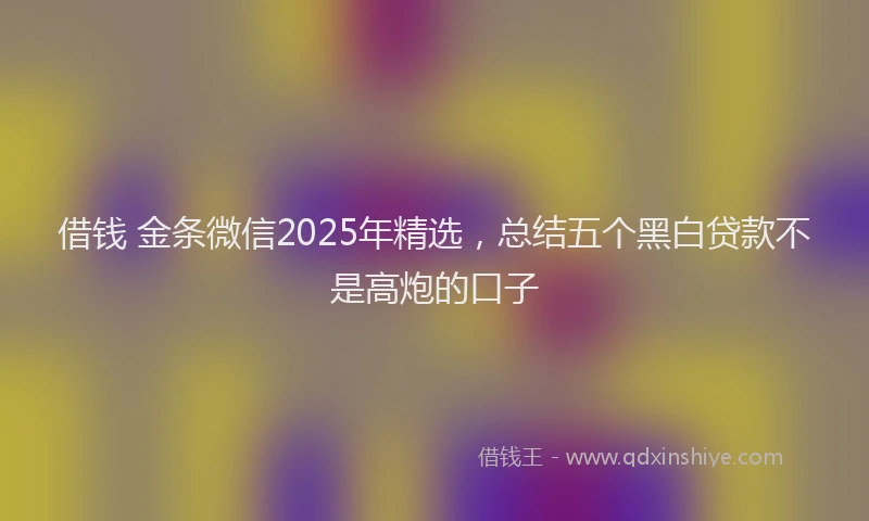 借钱 金条微信2025年精选，总结五个黑白贷款不是高炮的口子