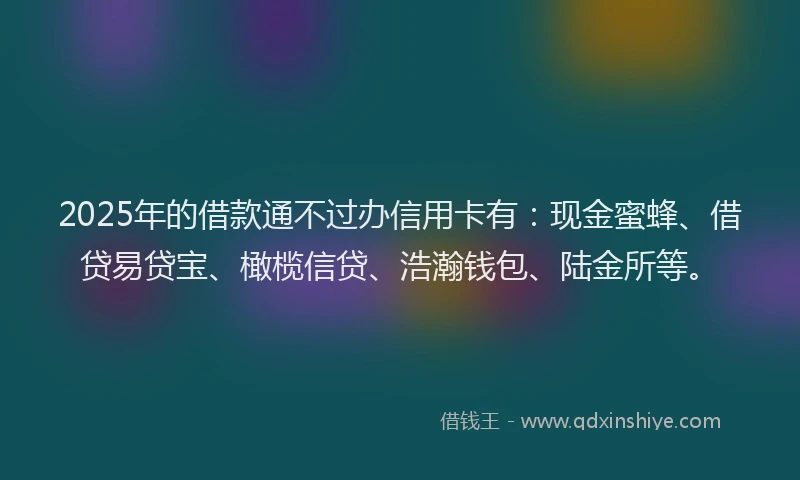 2025年的借款通不过办信用卡有：现金蜜蜂、借贷易贷宝、橄榄信贷、浩瀚钱包、陆金所等。