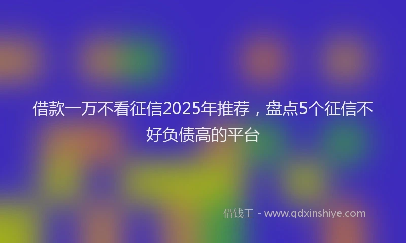 借款一万不看征信2025年推荐，盘点5个征信不好负债高的平台