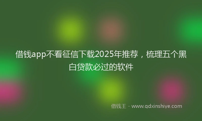 借钱app不看征信下载2025年推荐，梳理五个黑白贷款必过的软件