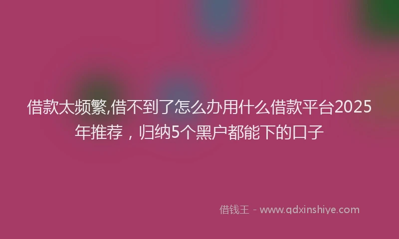 借款太频繁,借不到了怎么办用什么借款平台2025年推荐，归纳5个黑户都能下的口子