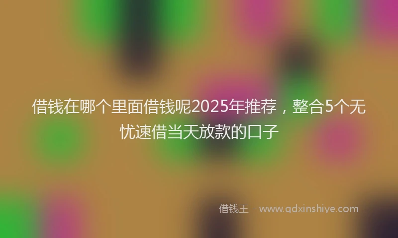 借钱在哪个里面借钱呢2025年推荐，整合5个无忧速借当天放款的口子