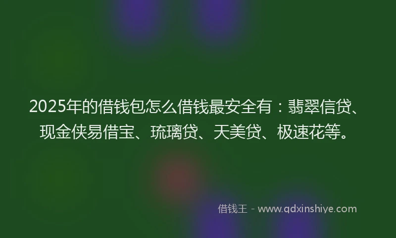 2025年的借钱包怎么借钱最安全有：翡翠信贷、现金侠易借宝、琉璃贷、天美贷、极速花等。