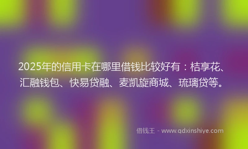 2025年的信用卡在哪里借钱比较好有：桔享花、汇融钱包、快易贷融、麦凯旋商城、琉璃贷等。
