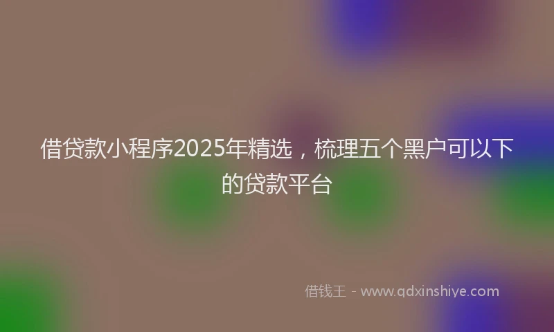 借贷款小程序2025年精选，梳理五个黑户可以下的贷款平台