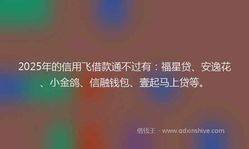 2025年的信用飞借款通不过有：福星贷、安逸花、小金鸽、信融钱包、壹起马上贷等。