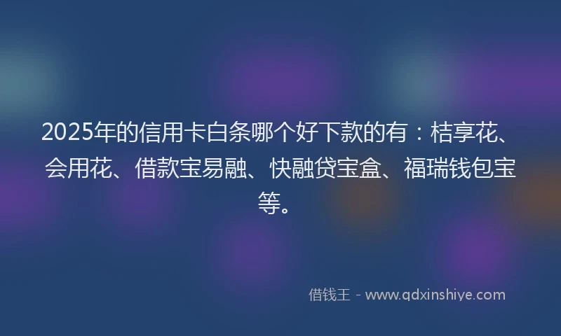 2025年的信用卡白条哪个好下款的有：桔享花、会用花、借款宝易融、快融贷宝盒、福瑞钱包宝等。