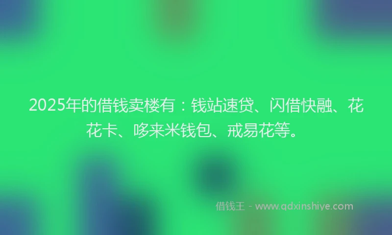 2025年的借钱卖楼有：钱站速贷、闪借快融、花花卡、哆来米钱包、戒易花等。