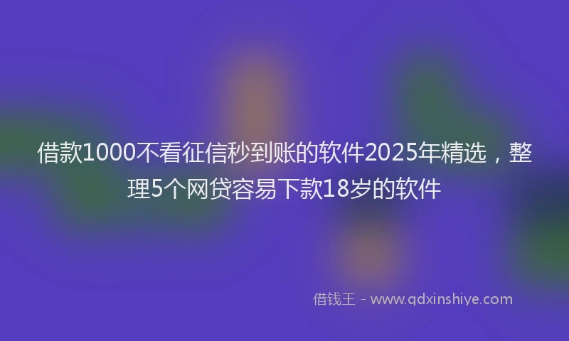 借款1000不看征信秒到账的软件2025年精选，整理5个网贷容易下款18岁的软件