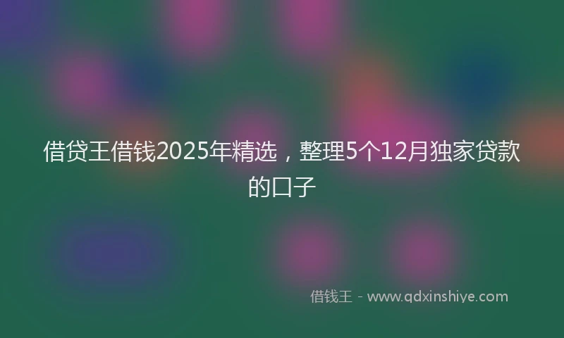 借贷王借钱2025年精选，整理5个12月独家贷款的口子