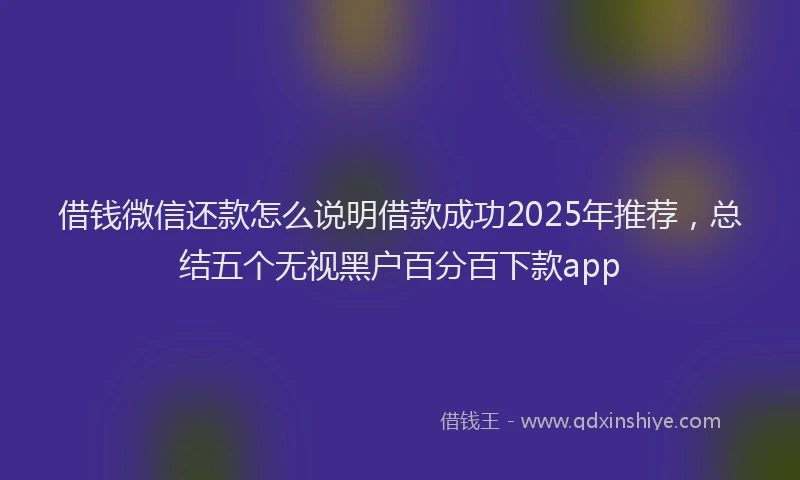 借钱微信还款怎么说明借款成功2025年推荐，总结五个无视黑户百分百下款app