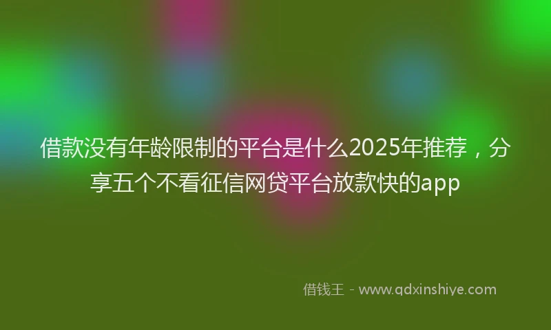 借款没有年龄限制的平台是什么2025年推荐，分享五个不看征信网贷平台放款快的app