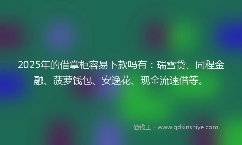 2025年的借掌柜容易下款吗有：瑞雪贷、同程金融、菠萝钱包、安逸花、现金流速借等。