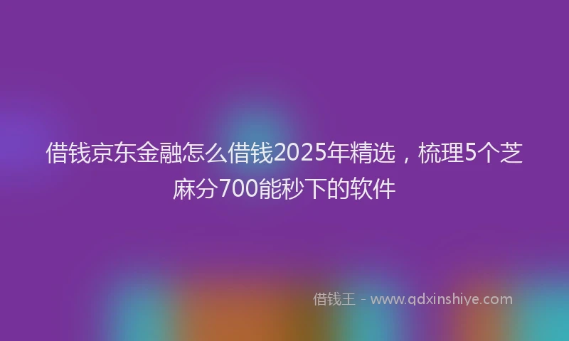 借钱京东金融怎么借钱2025年精选，梳理5个芝麻分700能秒下的软件
