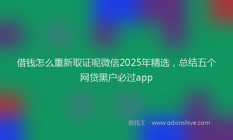 借钱怎么重新取证呢微信2025年精选，总结五个网贷黑户必过app